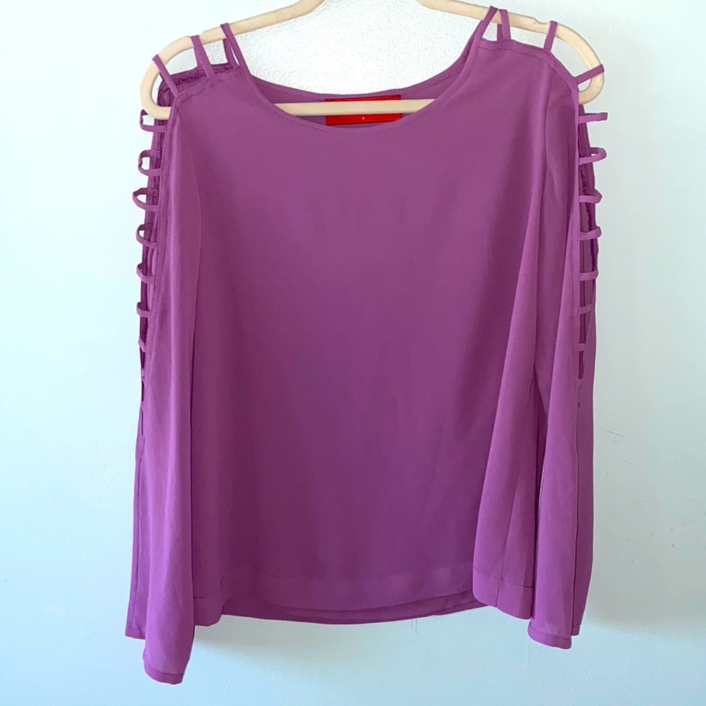 Purple Cut Out Long Sleeve Top. Size M